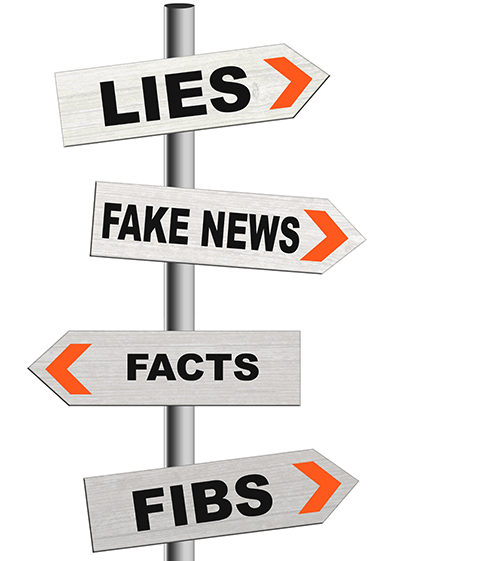 sign post image saying Lies, Fake news, Facts, Fibs